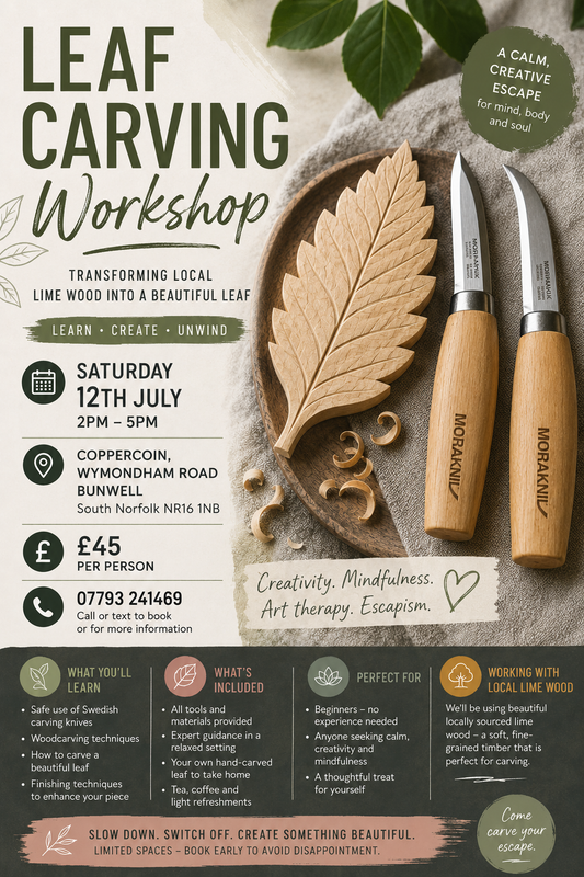 Leaf carving workshop 12th July 2026